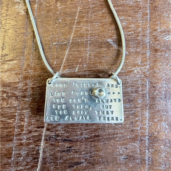 Sterling Silver Friends Starry Night Necklace with Quote - Picture 7 of 8